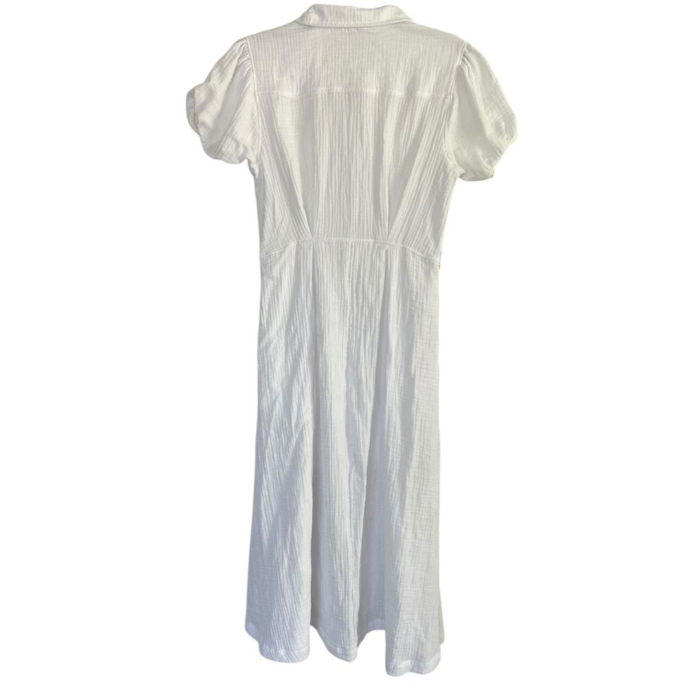 Mijo by Michelle Jonas White Gauze Cotton Button-Down Midi Dress Size S - Picture 3 of 6